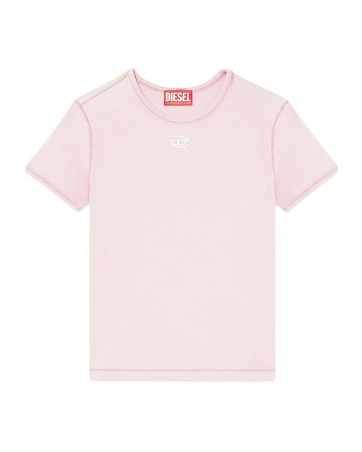 DIESEL Pink T-Uncutieslong-Od Metallic Oval D T-Shirt