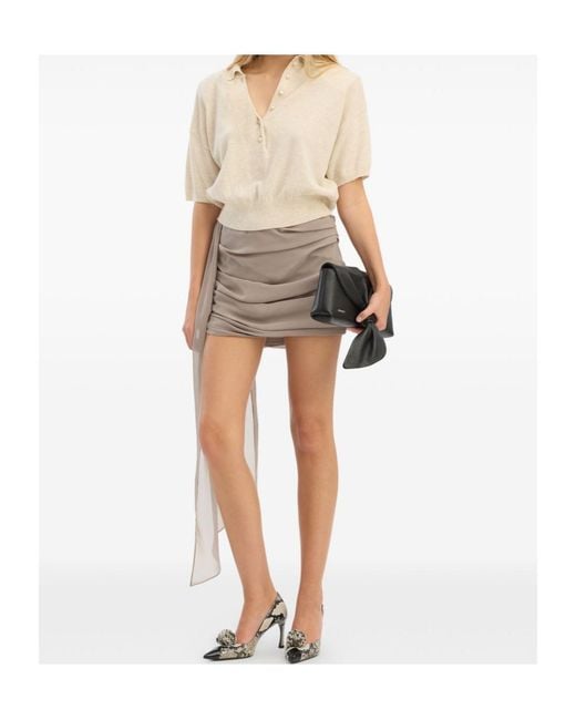 ROTATE BIRGER CHRISTENSEN Natural Chiffon Draped Mini Skirt