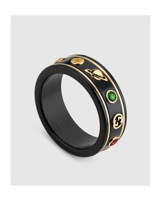 Gucci White Icon Ring With Gemstones