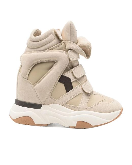 Isabel Marant Natural Wedge-Sole Strap Sneakers