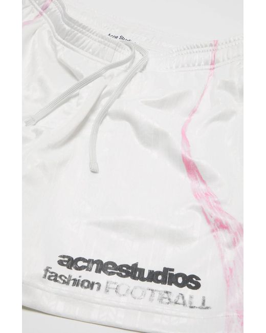 Acne White Casual Graphic Shorts for men