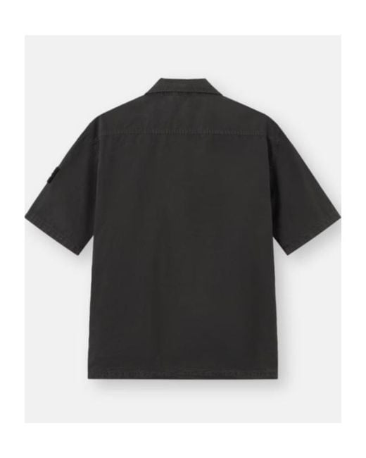 Stone Island Black Compass-Badge Short-Sleeved Shirt for men