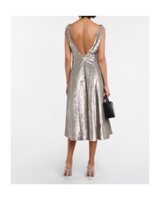 Emilia Wickstead Natural Chaya Sequined Midi Dress