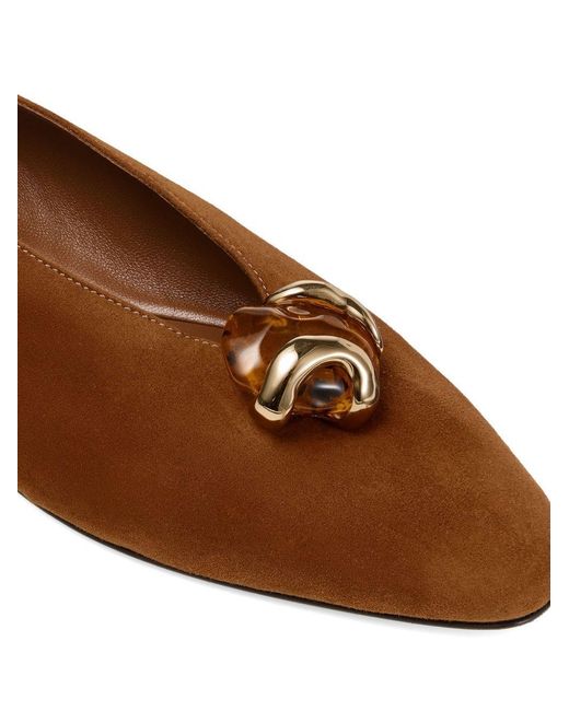 Jimmy Choo Brown Embellished Ballet Flat Shoes