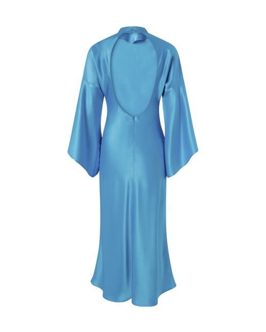 Pinko Blue Flared-Sleeve Slit Dress