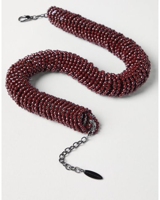 Brunello Cucinelli Multicolor Hematite And Sterling Choker