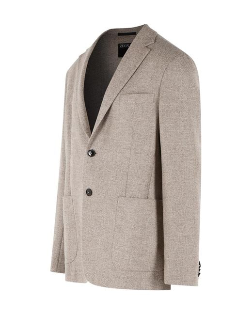 Zegna Brown Single-Breasted Patch-Pocket Blazer for men