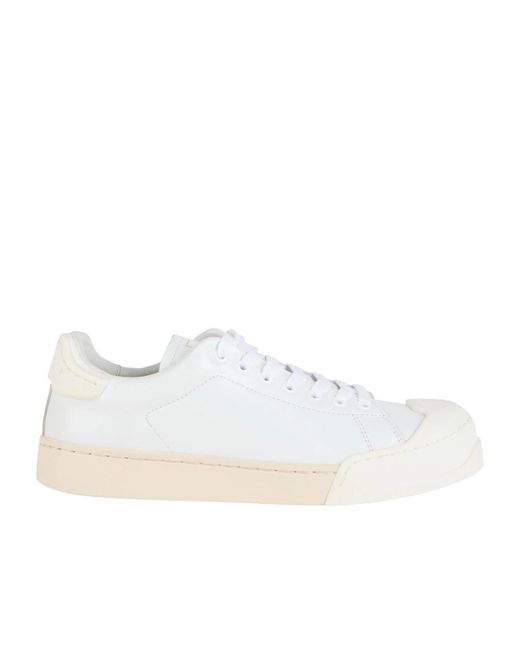 Marni White Minimalist Leather Low-Top Sneakers