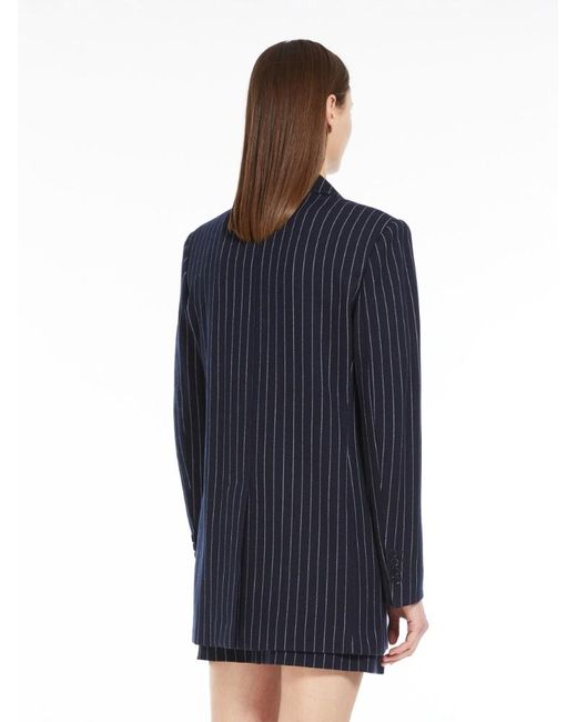 Max Mara Blue Striped Single-Breasted Jaclet