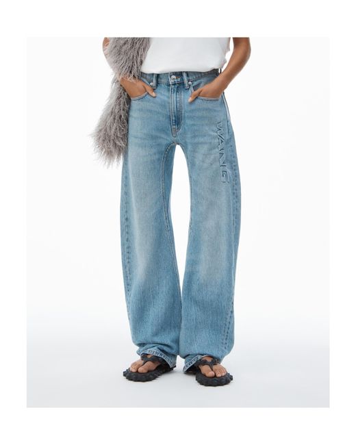 Alexander Wang Blue Logo Embossed Mid Rise Jeans