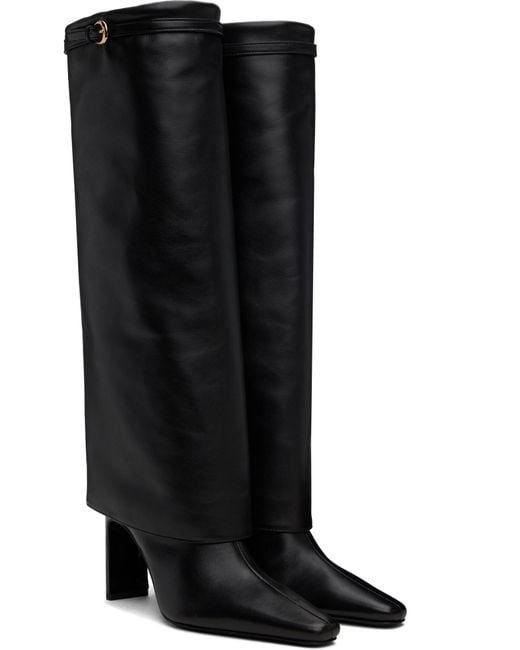 Staud Black Buckled Leather Knee Boots
