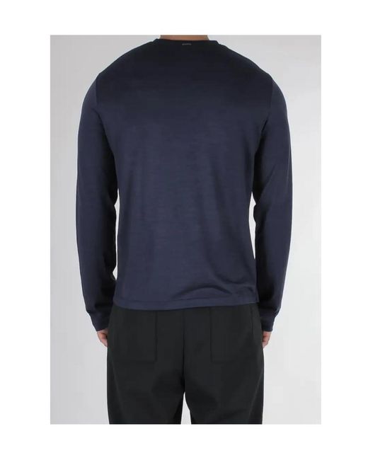 Herno Blue Long-Sleeve Wool T-Shirt for men