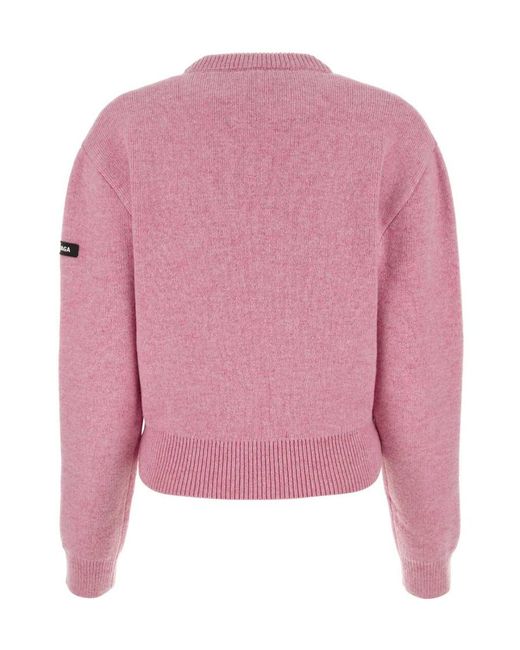 Balenciaga Pink Logo Patch Knitted Jumper