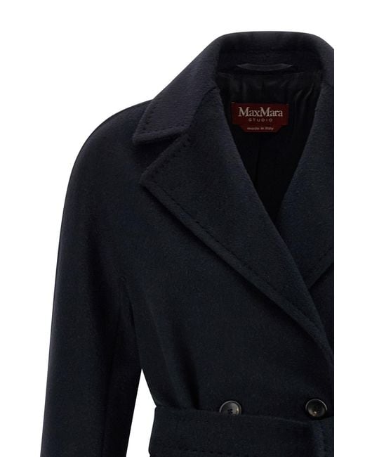 Max Mara Blue Studio Panteon Double-Breasted Coat