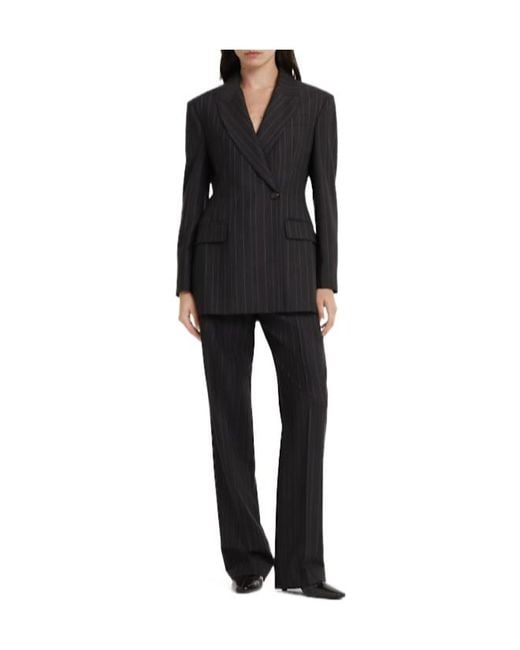 Brunello Cucinelli Black Pinstripe Wool Suit-Type Blazer