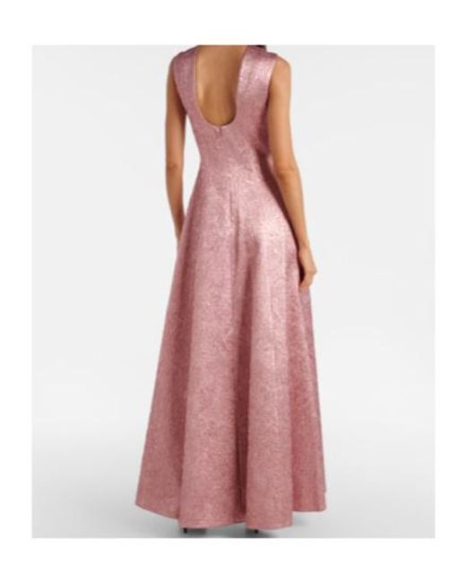 Emilia Wickstead Pink Nodin Open-Back Cloque Gown