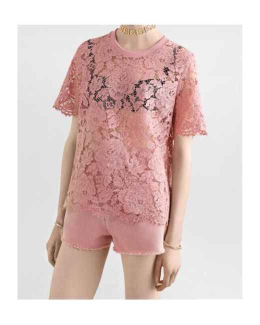 Dolce & Gabbana Pink Dolce & Gabbana Lace Top