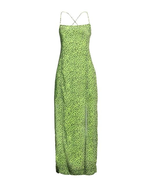 Ganni Green Floral-Print Flared Dress