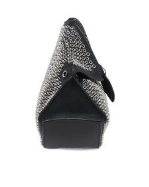 McQueen Black Manta Eyelet Detailed Clutch Bag
