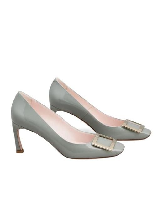 Roger Vivier White Trompette Buckle Pumps