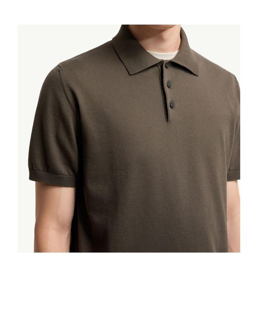 Moncler Brown Logo Cotton Knit Polo for men