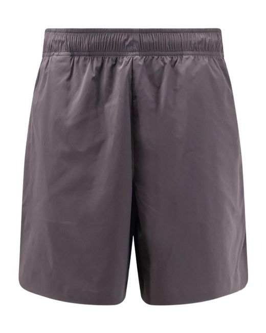 Stone Island Gray Logo Printed Elasticated Waistband Shorts for men