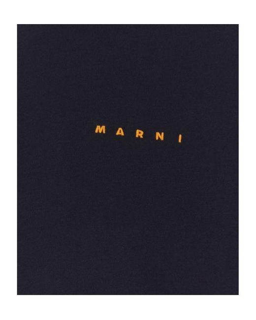 Marni Black Logo Printed Crewneck T-Shirt for men