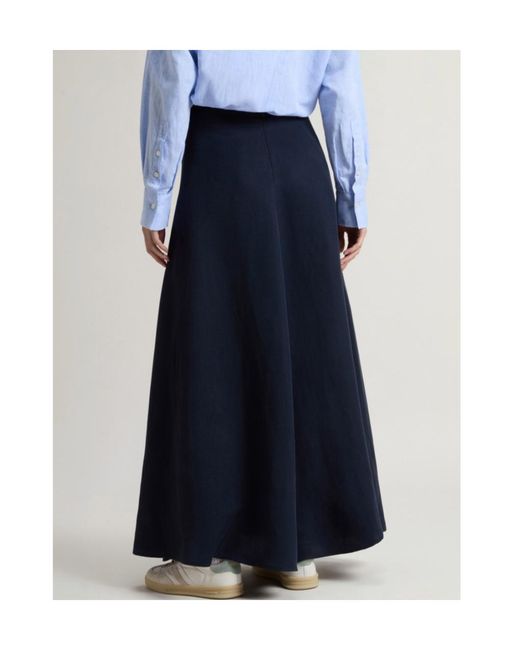 Woolrich Blue Pleated Long Skirt