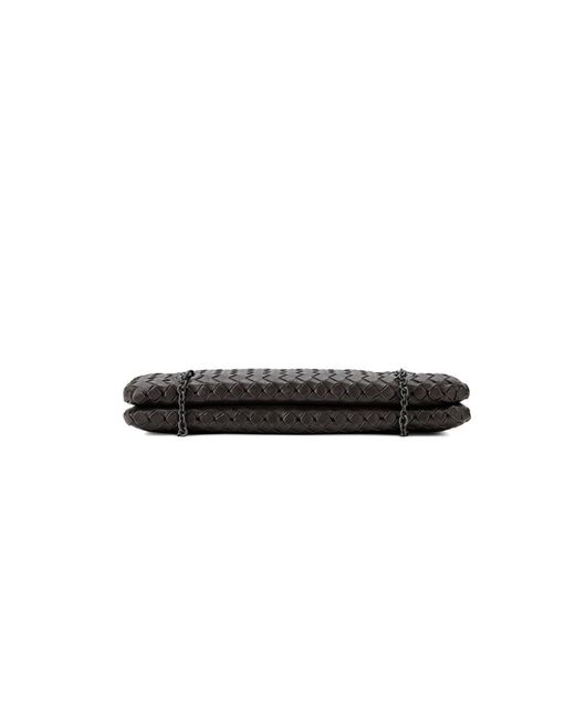 Bottega Veneta Black Woven Pattern Chain Handbag