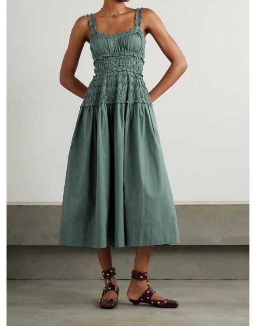 Doen Green Poplin Dress