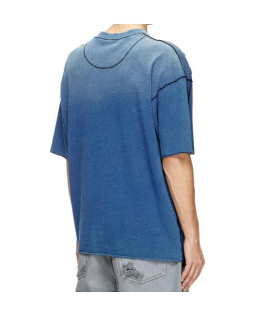 DIESEL Blue Logo Embroidered Crewneck T-Shirt for men