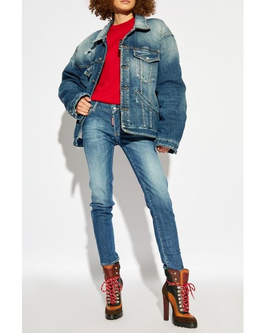 DSquared² Blue Logo Patch Skinny Jeans