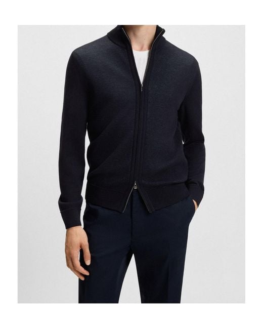 Boss Blue Zip-Up Cardigan for men