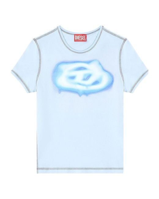 DIESEL Blue Fitted Crop T-Shirt