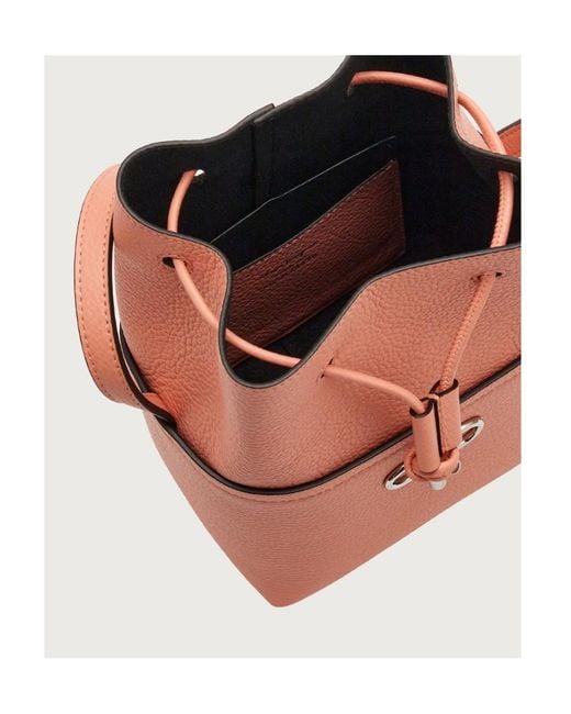 Ferragamo White Ferragamo Gancini Mini Drawstring Bucket Bag