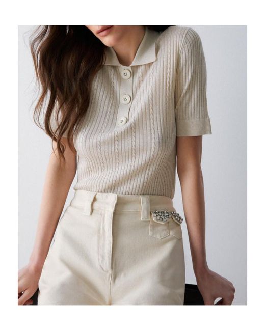 Liu Jo Natural Half-Button Polo Top