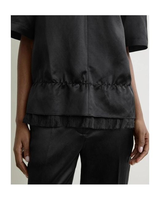Totême  Black Totême V-Neck Short Sleeved Top