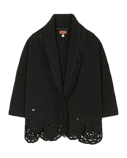 Alanui Black Long-Sleeved Knitted Cardigan