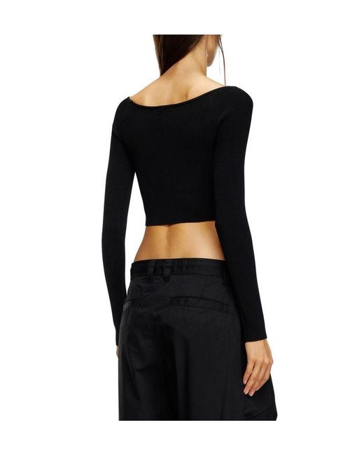 DIESEL Black M-Vera-Ls Ribbed Knit Off-The-Shoulder Top