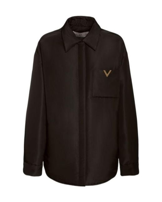 Valentino Black Padded Silk Faille Overshirt