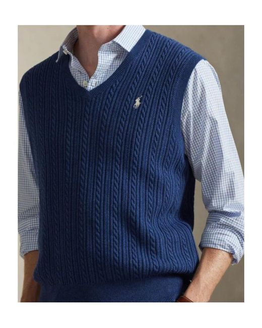 Polo Ralph Lauren Blue Cable Knit Cotton Knitted Top for men