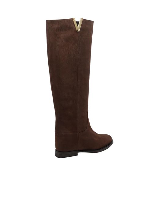 Via Roma 15 Brown V-Cut Knee-High Boots