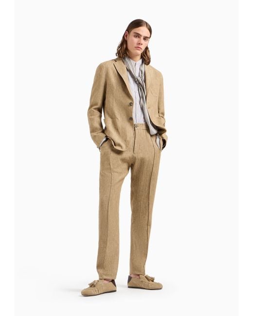Emporio Armani Natural Belt Loop Casual Pants for men