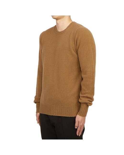 Drumohr Natural Ribbed Crewneck Sweater for men