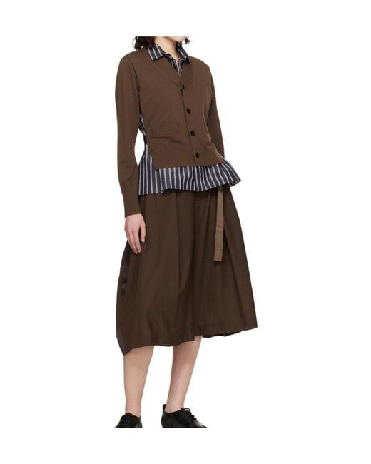 Sacai Brown Plain Wool Blend Shorts
