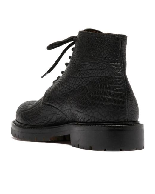 Officine Creative Black Boss 011 Grained Ankle Boots for men
