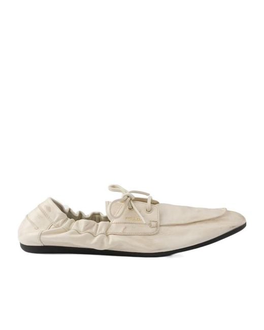 Prada White Bow Detail Lace-Up Shoes