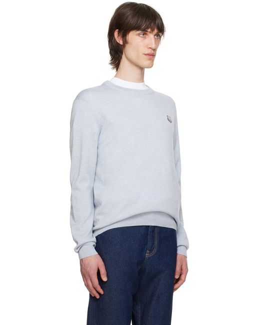 Maison Kitsuné Blue Maison Kitsuné Bold Fox Head Patch Knitted Jumper for men