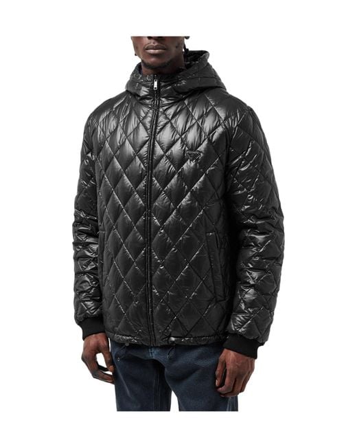 Prada Black Quilted Short Puffer Jacket for men