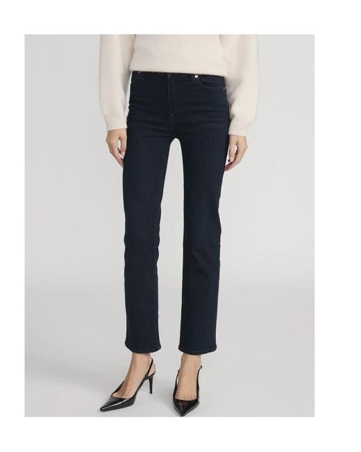 FRAME Blue High-Waisted Straight-Leg Jeans